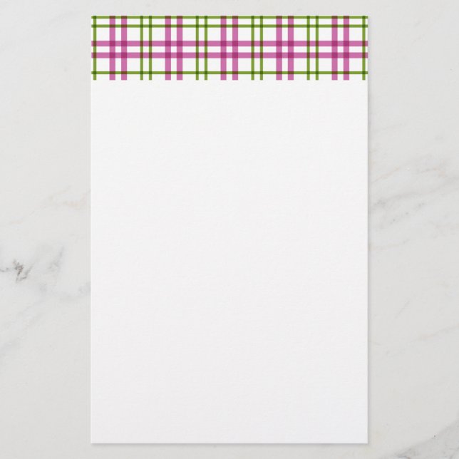 Pink and Green Tartan Stationery (Front)