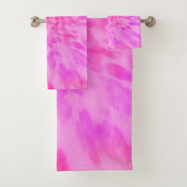 pink and green tie dye  bath towel set (Insitu)