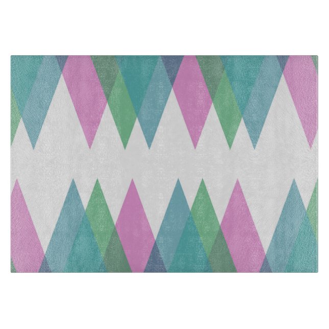 Pink and green triangles cutting board (Front)