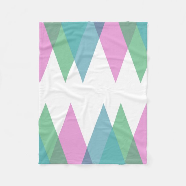Pink and green triangles fleece blanket (Front)