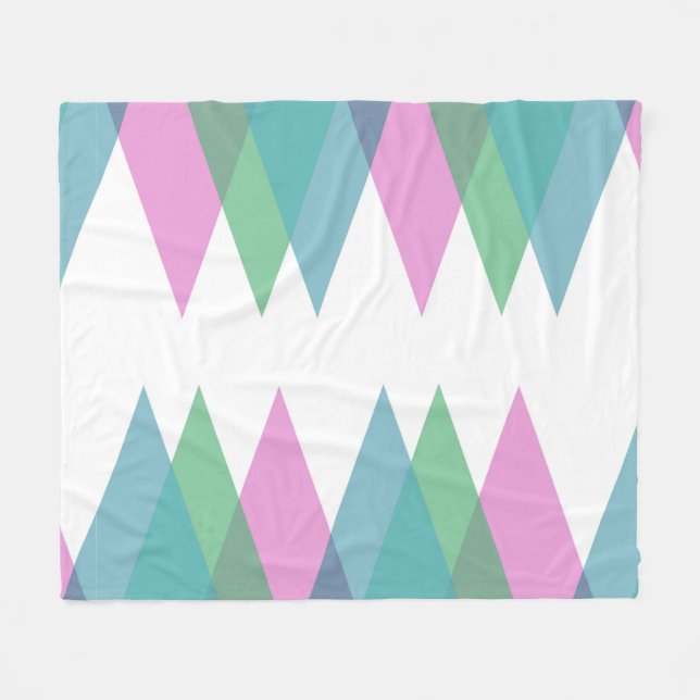 Pink and green triangles fleece blanket (Front (Horizontal))