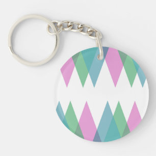 Pink and green triangles key ring