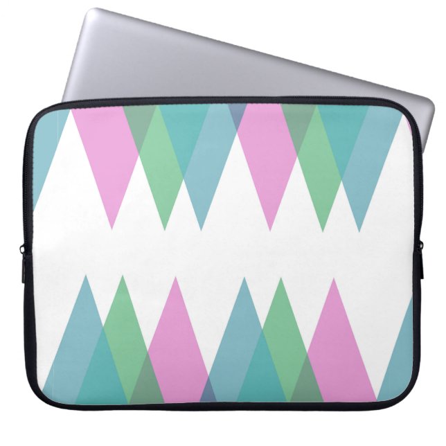 Pink and green triangles laptop sleeve (Front)