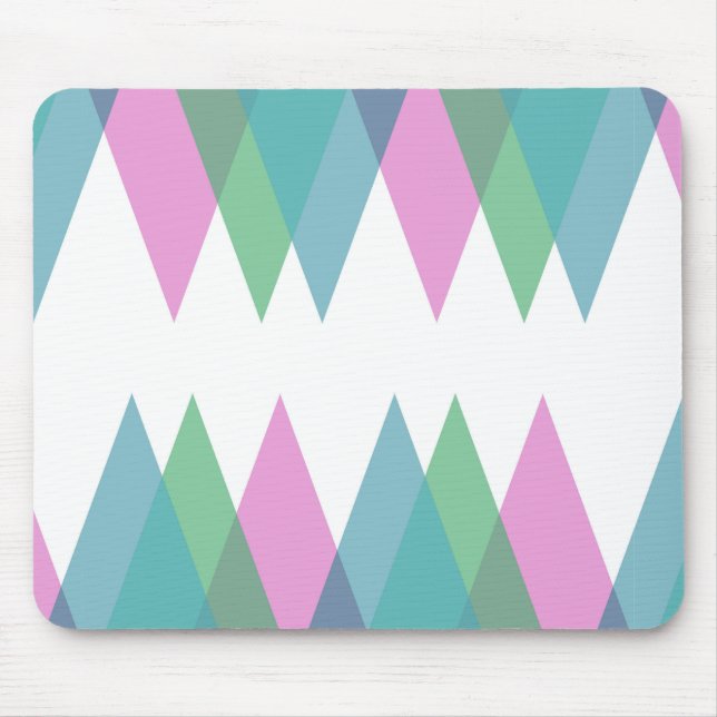 Pink and green triangles mouse pad (Front)