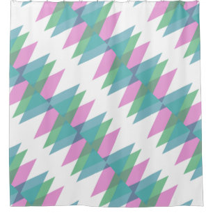 Pink and green triangles shower curtain