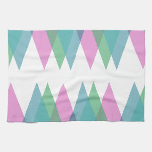 Pink and green triangles tea towel