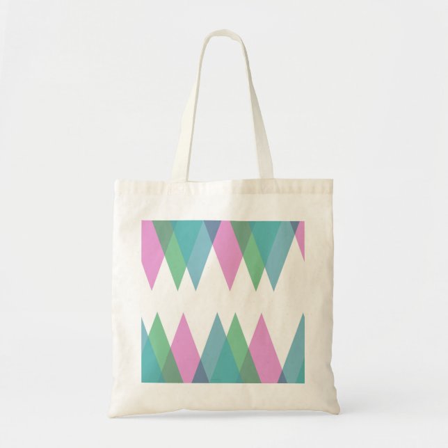 Pink and green triangles tote bag (Front)