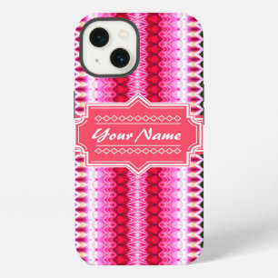 Pink and Green Tribal Ikat Chevron Personalised iPhone 13 Case