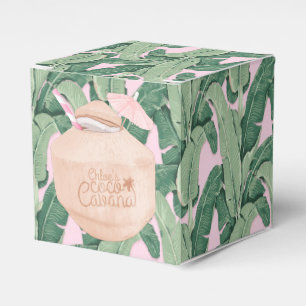 Pink and Green Tropical Leaves Coconut Drink Favour Box