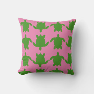 Pink and Green Turtle Cushion