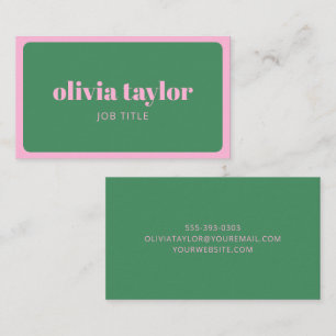 Pink and Green Typography Aesthetic Custom Business Card