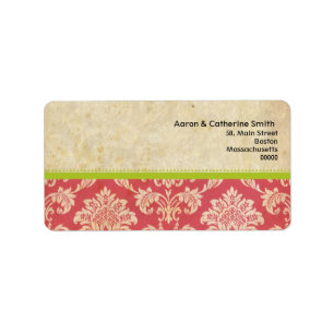 Pink and Green Vintage Damask Address Labels