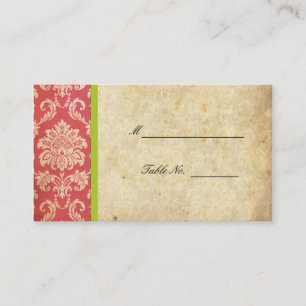Pink and Green Vintage Damask Wedding Placecards