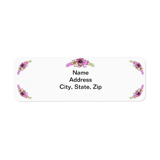 Pink And Green Watercolor Floral Address Labels (Front)