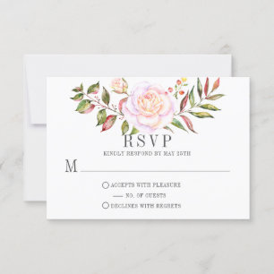 Pink and Green Watercolor Floral Roses RSVP