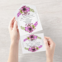 Pink And Green Watercolor Floral Wedding