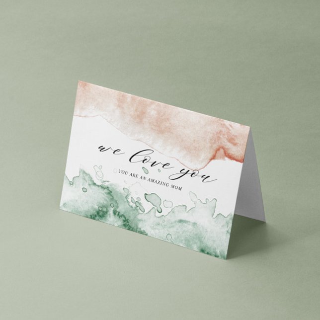 Pink And Green Watercolor Wash Happy Mother's Day Card (Creator Uploaded)