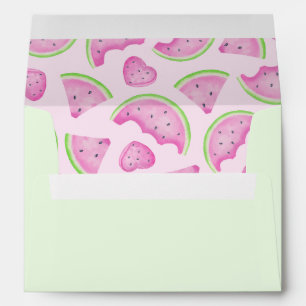 Pink and Green Watercolor Watermelon Envelope