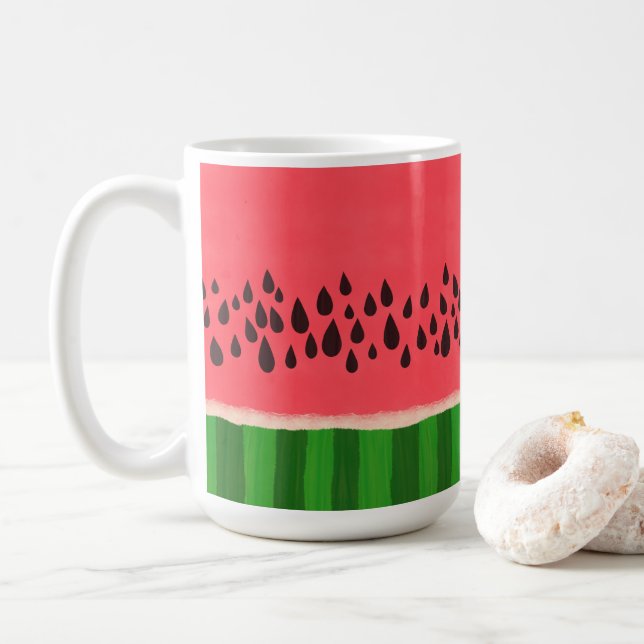Pink and Green Watermelon Coffee Mug (With Donut)