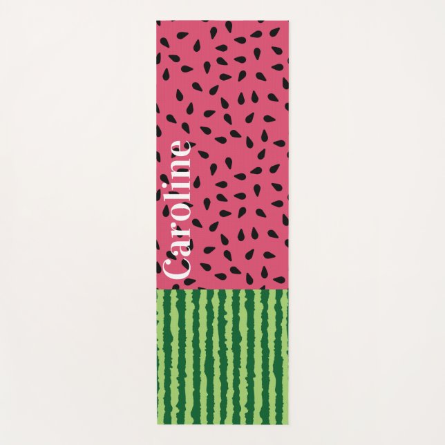 Pink and Green Watermelon Personalised Yoga Mat (Front)