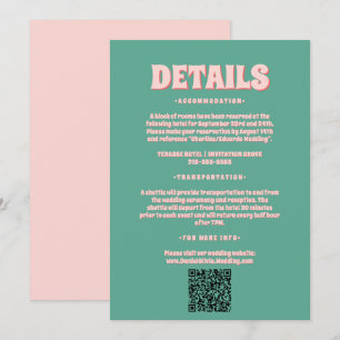 Pink and Green Wavy Wedding Enclosure Cards