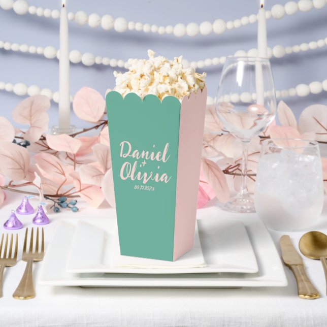 Pink and Green Wavy Wedding  Favour Box (Wedding)