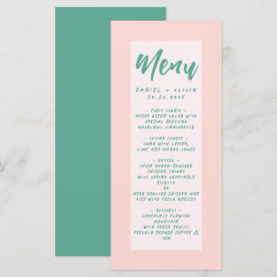 Pink and Green Wavy Wedding  Menu