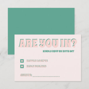 Pink and Green Wavy Wedding RSVP Card