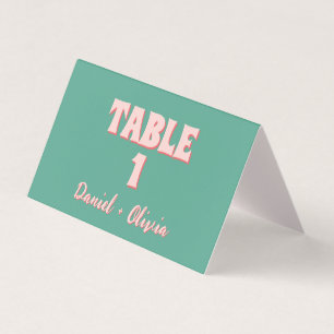 Pink and Green Wavy Wedding Table Numbers