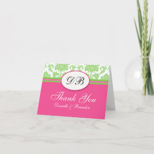 Pink and Green Wedding Thank You