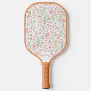 Pink and Green Wildflower Pattern Pickleball Paddle