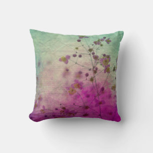 Pink And Green Wildflower Print Throw Pillows