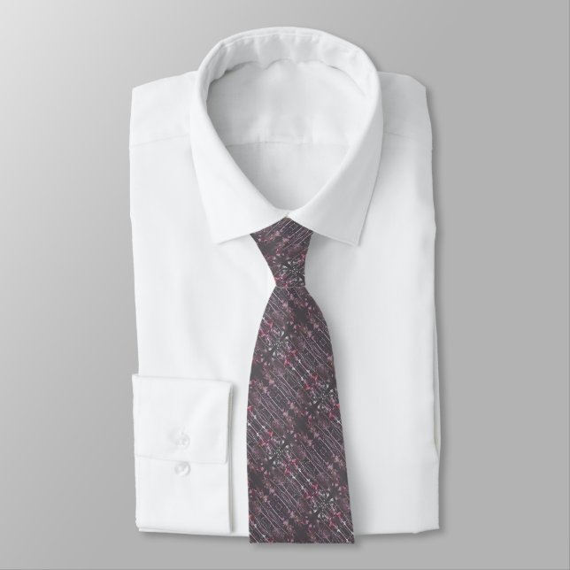 Pink and Grey Abstract Tie (Tied)
