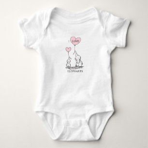 Pink and Grey Baby Elephant Bodysuit