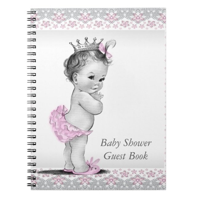 Pink and Grey Baby Shower Guest Book (Front)