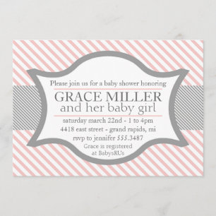Pink and Grey Baby Shower Invitation