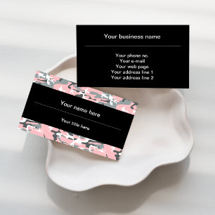 Pink and Grey Camo, Camouflage, Military, Army Business Card