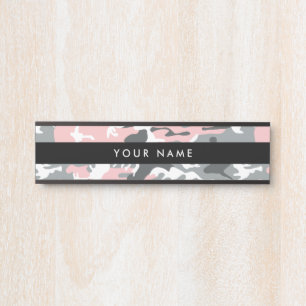 Pink and Grey Camo, Camouflage, Military, Army Door Sign
