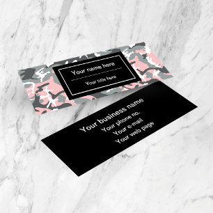 Pink and Grey Camo, Camouflage, Military, Army Mini Business Card