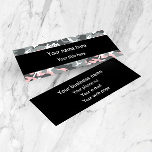 Pink and Grey Camo, Camouflage, Military, Army Mini Business Card