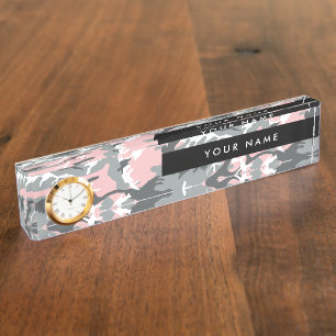 Pink and Grey Camo, Camouflage, Military, Army Nameplate