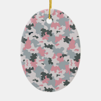 Pink and Grey Camouflage Ceramic Tree Decoration