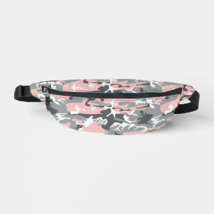 Pink and Grey Camouflage, Military, Army Bum Bags