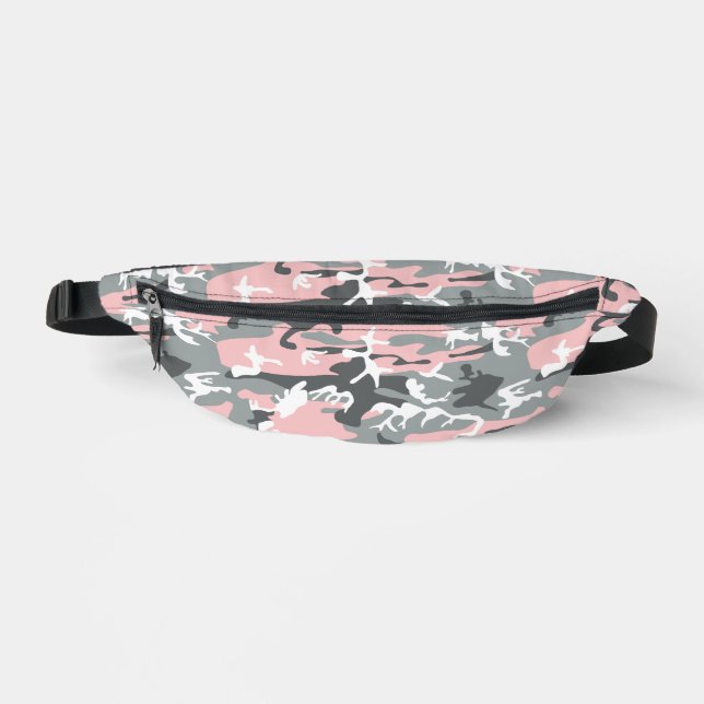 Pink and Grey Camouflage, Military, Army Bum Bags (Front)