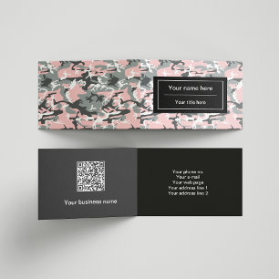 Pink and Grey Camouflage, Military, Army Business Card