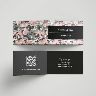Pink and Grey Camouflage, Military, Army Business Card