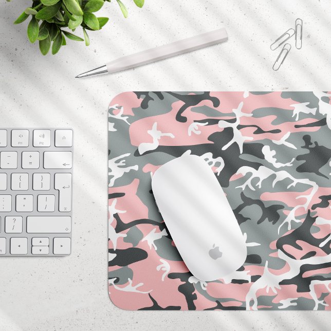 Pink and Grey Camouflage, Military, Army Mouse Pad (Creator Uploaded)