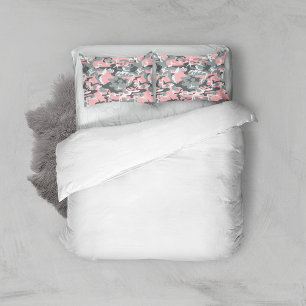 Pink and Grey Camouflage, Military, Army Pillowcase