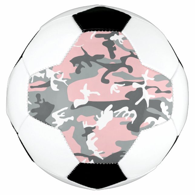Pink and Grey Camouflage, Military, Army Soccer Ball (Front)