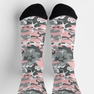 Pink and Grey Camouflage, Military, Army Socks